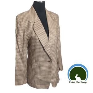 90s JH Collectibles Beige Plaid Lined Blazer Size 4 Rayon business chic office